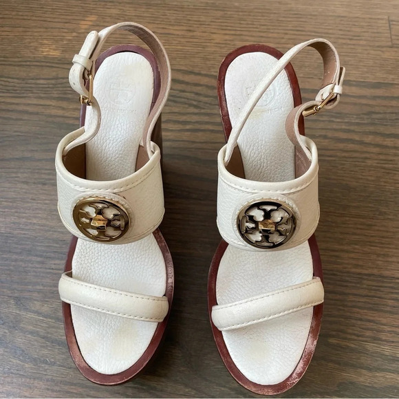 Tory Burch Selma Sandal Wedge White - Picture 4 of 16